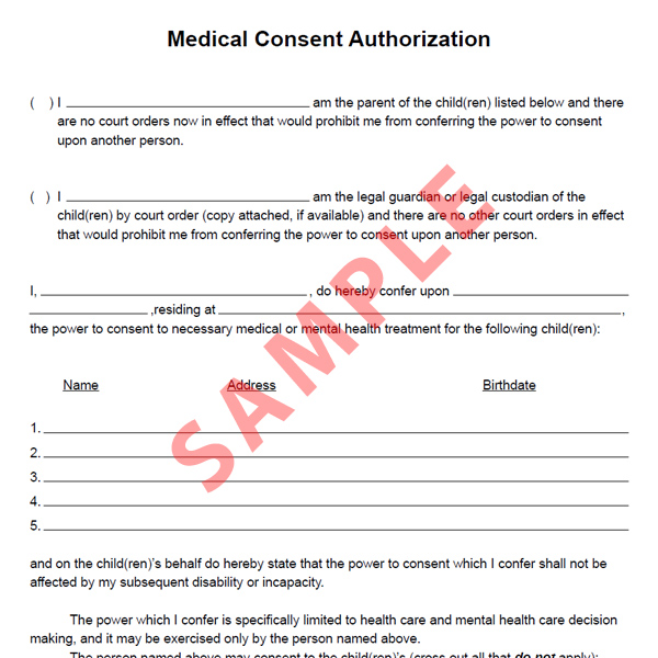 Medical Consent Authorization Form PAN